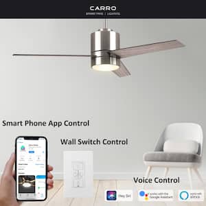 Ranger 52 in. Integrated LED Indoor Silver Smart Ceiling Fan with Light Kit and Wall Control, Works w/Alexa/Google Home