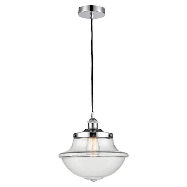 Innovations Oxford 100-Watt 1 Light Polished Chrome Shaded Mini Pendant Light with Clear glass Clear Glass Shade