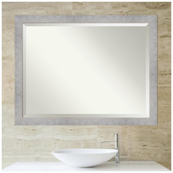 Amanti Art Beach House Greige 34 12 In X 44 12 In Rustic Rectangle Framed Bathroom Vanity Wall Mirror Dsw5320702 The Home Depot