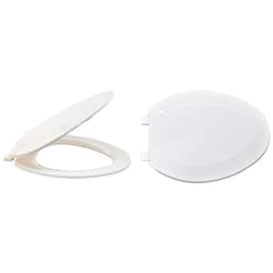 Elongated Plastic Closed Front Toilet Seat with Lid in White
