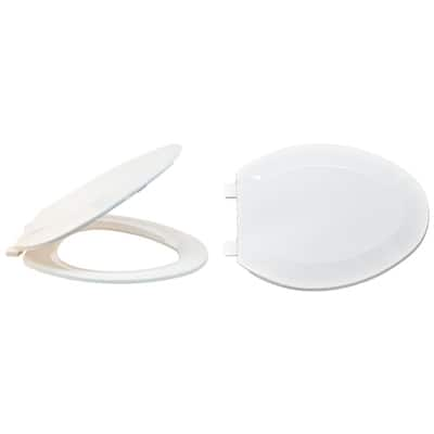 EZ-FLO Elongated Wood Closed Front Toilet Seat with Lid in White 65907