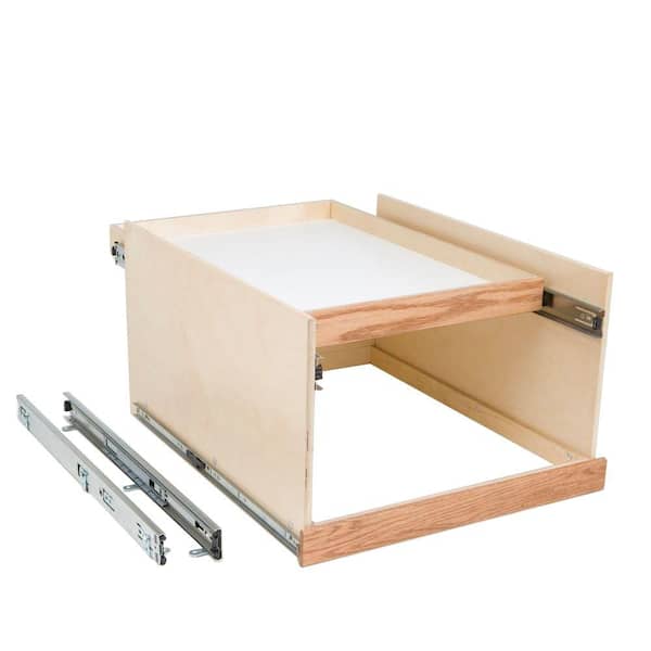 Slide-A-Shelf Made-To-Fit 12 in. to 24 in. Wide Double DekTM Slide-Out Cabinet Organizer System with Full Extension, Solid Wood Front