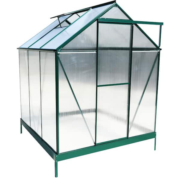 6 x 6 ft. Green Polycarbonate Greenhouse and Heavy Duty Outdoor Aluminum Walk-in Green House Kit