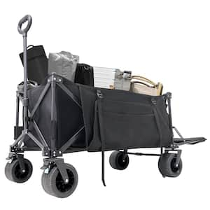 19 cu. ft. Folding Wagon 330 lbs. Capacity Collapsible Utility Metal Garden Cart with Big All-Terrain Wheels and Pocket