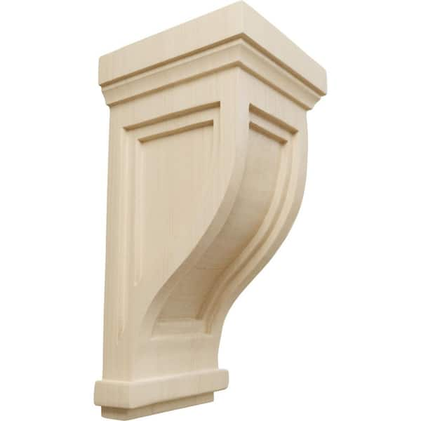 Ekena Millwork 4-3/4 in. x 5 in. x 10 in. Rubberwood Traditional Recessed Corbel