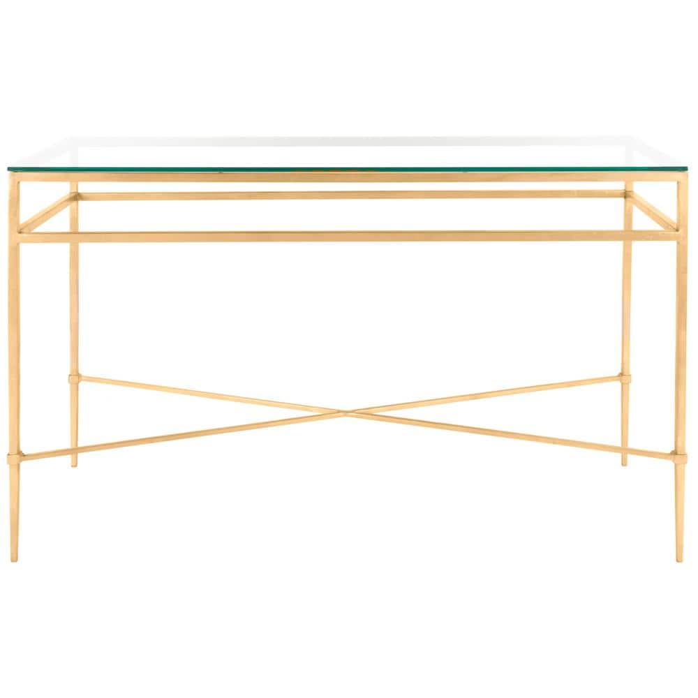 SAFAVIEH Baumgarten 19.3 in. Gold/Glass Rectangle Metal Console Table  AMH8305A - The Home Depot