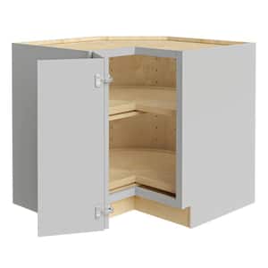 Tremont Pearl Gray Painted Plywood Shaker Assembled Lazy Suzan Corner Kitchen Cabinet Left 24 in W x 24 in D x 34.5 in H