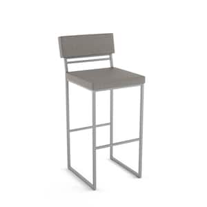 Everly 26 in. Silver Grey Polyester/Textured Silver Grey Metal Counter Stool