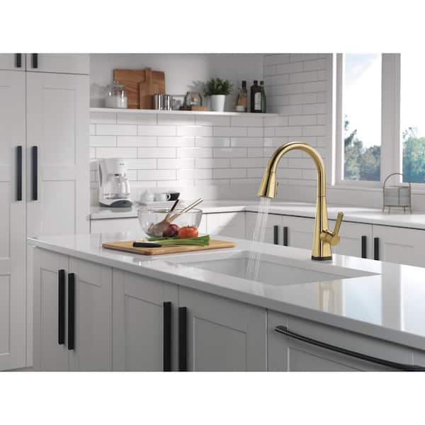Lenta Touch Brushed Gold 16.25 in. H Pull Down Sprayer Kitchen Faucet with 360° Spout Swivel