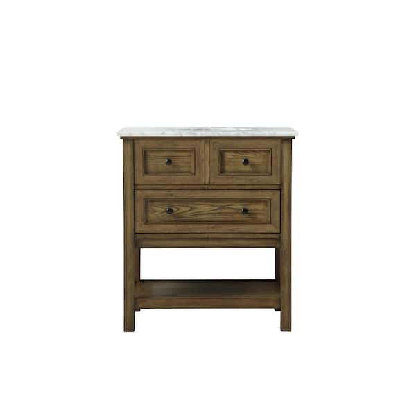 Unbranded Timeless Home 30 in. W x 22 in. D x 34 in. H Single Bathroom Vanity in Driftwood with White Marble