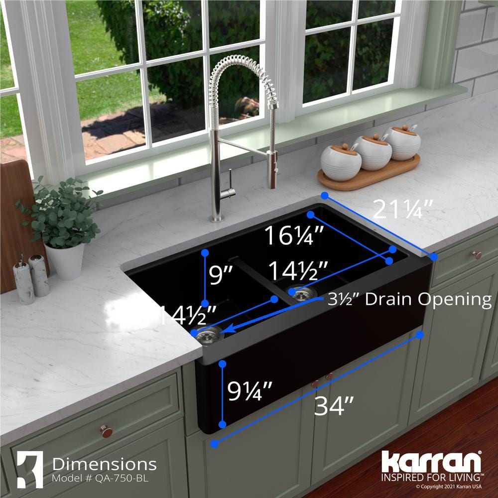 Brown Quartz Double Bowl Farmhouse Apron Front Kitchen Sink Kit