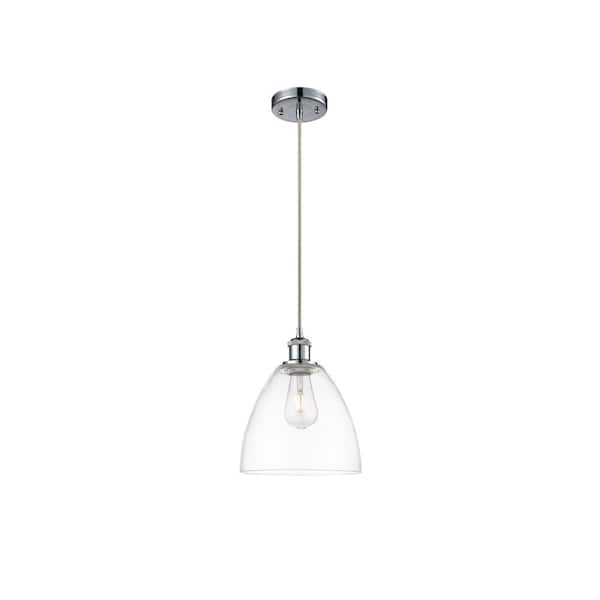 Innovations Bristol Glass 60-Watt 1 Light Polished Chrome Shaded Mini Pendant Light with Clear glass Clear Glass Shade