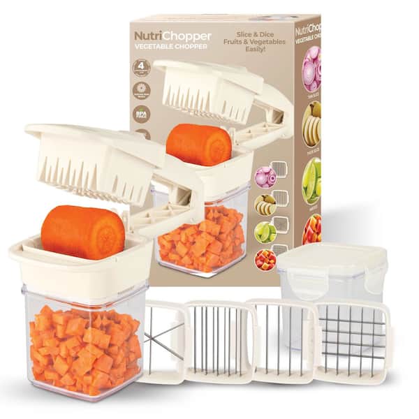 Nutri Chopper 5-in-1 Compact Portable Handheld Kitchen Slicer with Storage Container in Cream