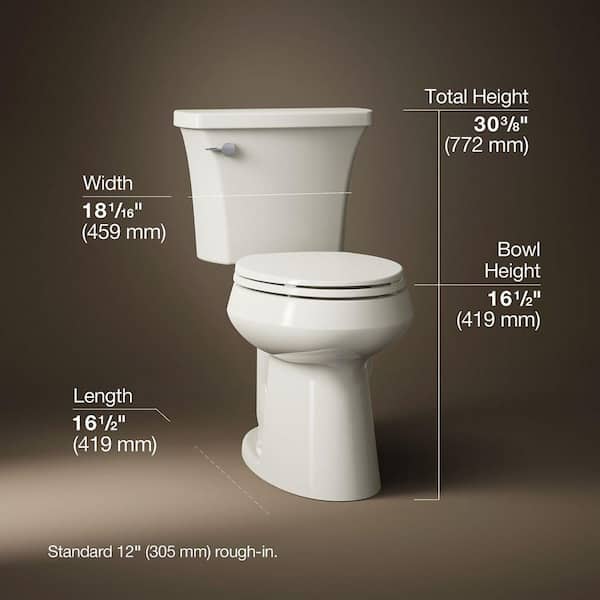 Highline Arc 12 in. Rough In 2-Piece 1.28 GFP Single Flush Elongated Chair Height Toilet in Biscuit with Soft Close Seat