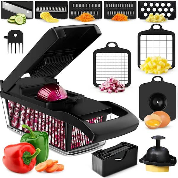 8-in-1 Black Vegetable Chopper & Mandoline Slicer