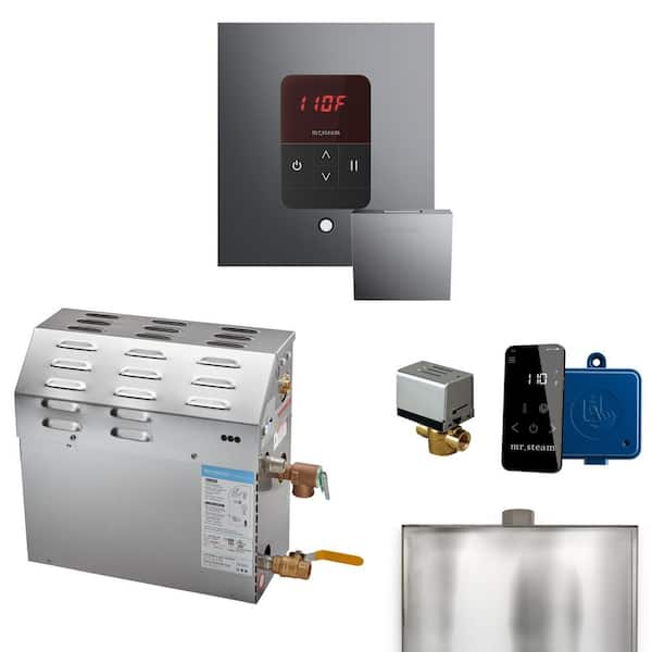 MS 15 kW (15000 W) Steam Shower Generator Package with Square iTempo Control in Brilliant Black and Accessories