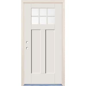36 in. x 80 in. Right-Hand Clear Glass Unfinished Fiberglass Prehung Front Door with 4-9/16 in. Frame and Nickel Hinges