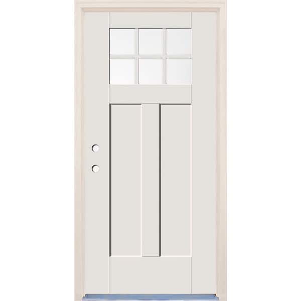 Builders Choice 36 in. x 80 in. Right-Hand Clear Glass Unfinished Fiberglass Prehung Front Door with 4-9/16 in. Frame and Nickel Hinges