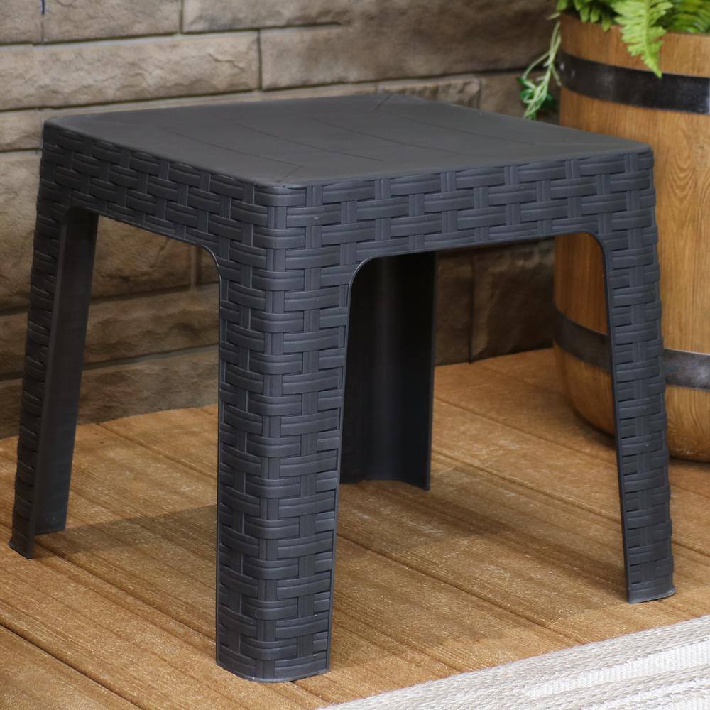 Gray 18" Square Polypropylene Outdoor Patio Side Table