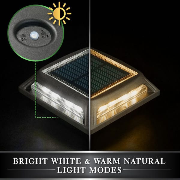 CLASSY CAPS Muskoka Solar/Battery Operated Black Aluminum LED 4 in