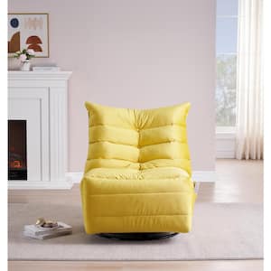 Yellow Velvet Recliner 360° Swivel with Adjustable Footrest and Side Pocket Recliner