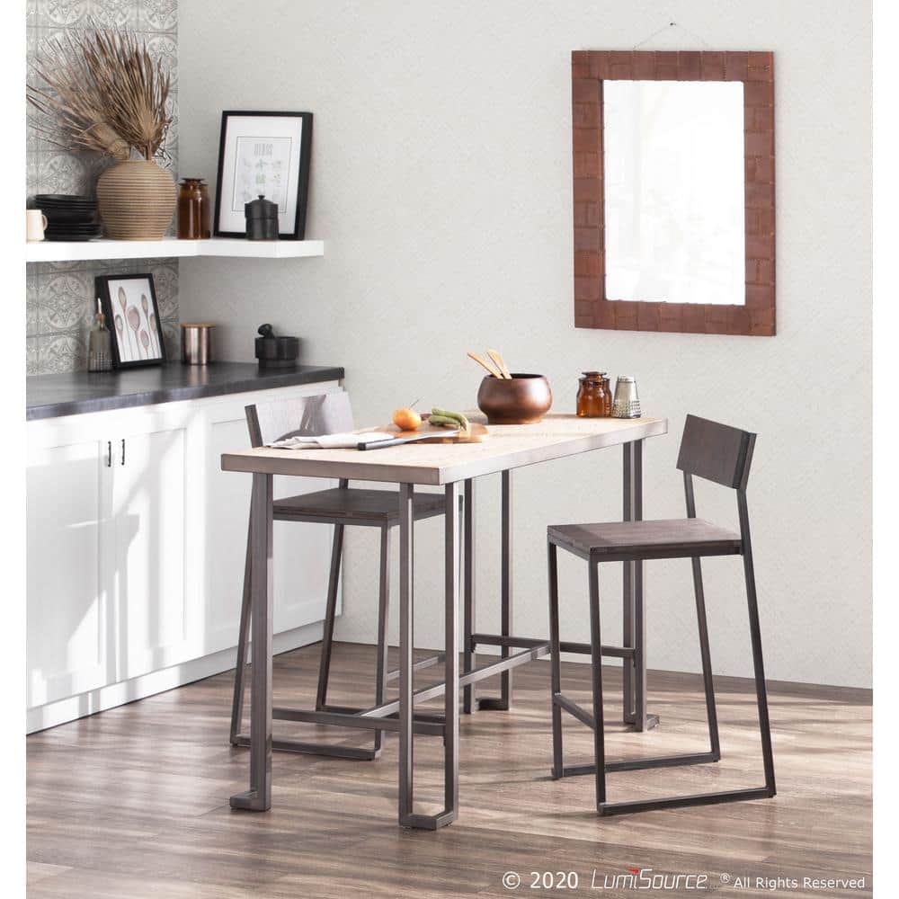 Reclaimed Wood Rustic Brown Counter Table with Steel Frame