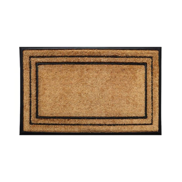 A1HC Beige Black 25 in. x 57 in. Rubber and Coir Non-Slip Outdoor Doormat for Front Door, Thick Durable Entry Mat
