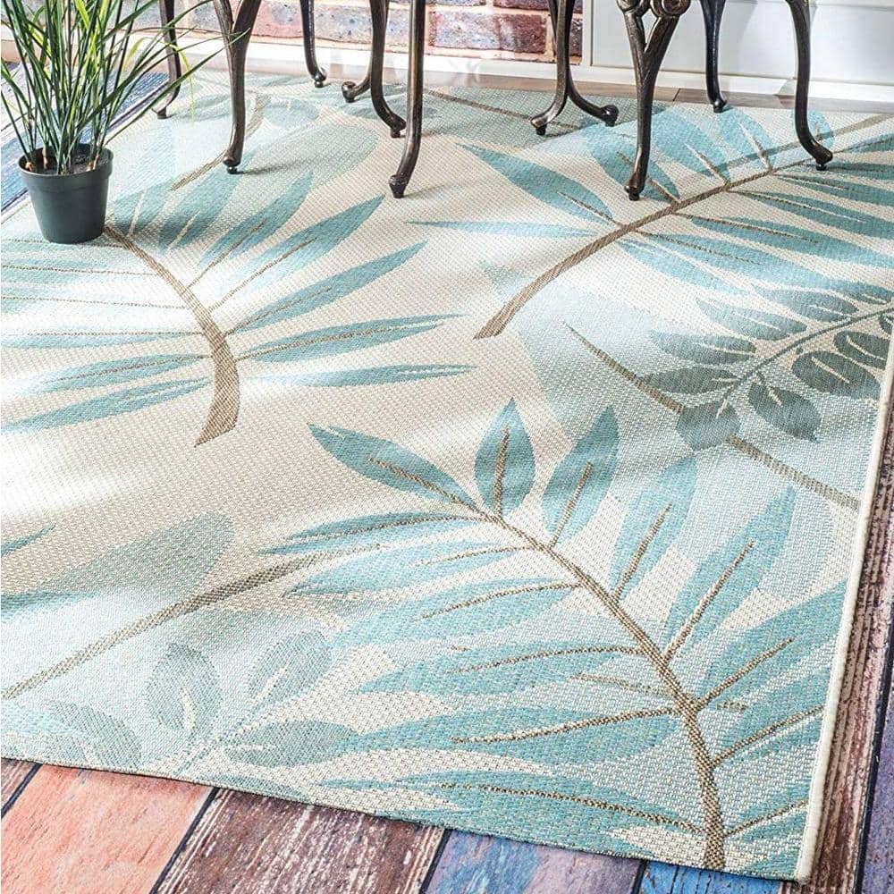 Contemporary Floral Shag Blue Rectangular Area Rug
