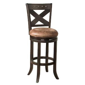 Baltimore 17.5 in. Bronze Full Back Wood 41 in. Bar Stool with Faux Leather Seat 1 Set of Included