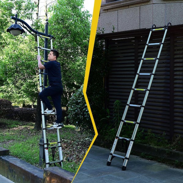 10.5 ft. Aluminum Extension Ladder with Hook 330 lb. Load Capacity, Multi-Functional Foldable Ladder