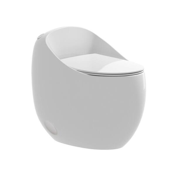1-Piece 1.28 GPF Powerful Flush Elongated Toilet in White, Seat Included