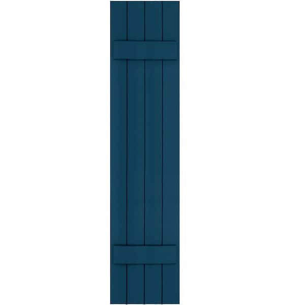 Winworks Wood Composite 15 in. x 68 in. Board and Batten Shutters Pair #637 Deep Sea Blue