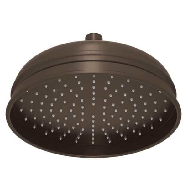 ROHL 1-Spray Patterns 8 in. Wall Mount Fixed Shower Head in Tuscan Brass