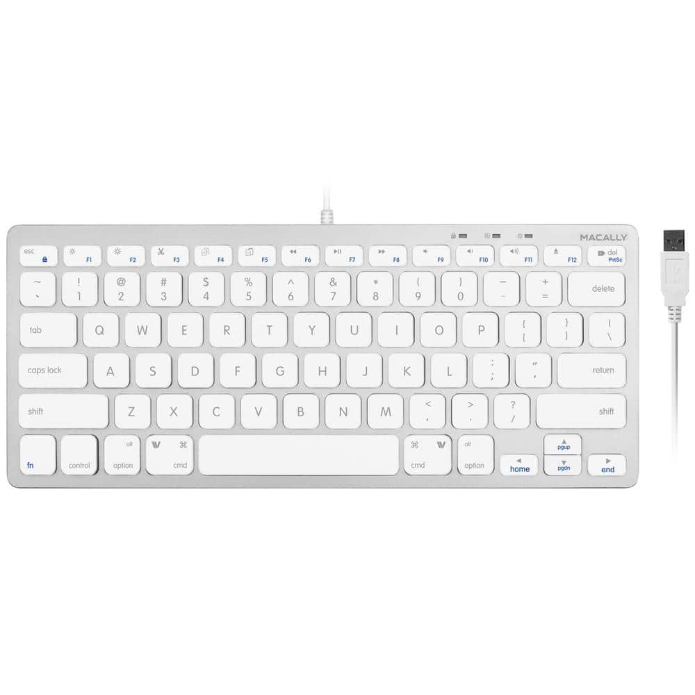 Macally Slim USB Small Compact Aluminum Mini Computer Keyboard for Apple Mac/PC Desktops, Laptop SLIMKEYCA - The Home Depot