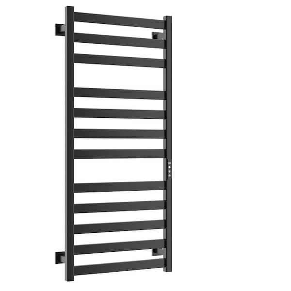 Electric Towel Warmer Wall Mount Heated Towel 12 Bars Plug in Hardwired Black