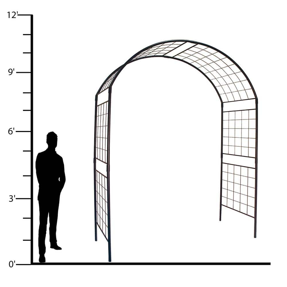 Graphite Powder Coated Tall Metal Garden Arbor