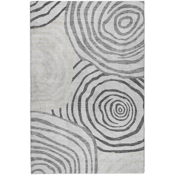 Dream Shag Premium Machine Washable Abstract ADS765 Gray 9 ft. x 12 ft. Area Rug