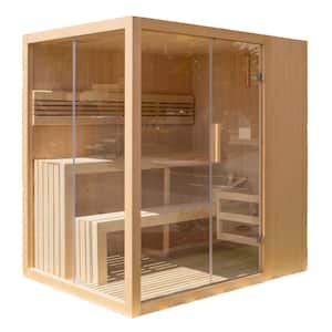 Canadian Hemlock Indoor Wet/Dry 4-Person Electric Sauna with LED Lights and 4.5kW ETL Certified Heater