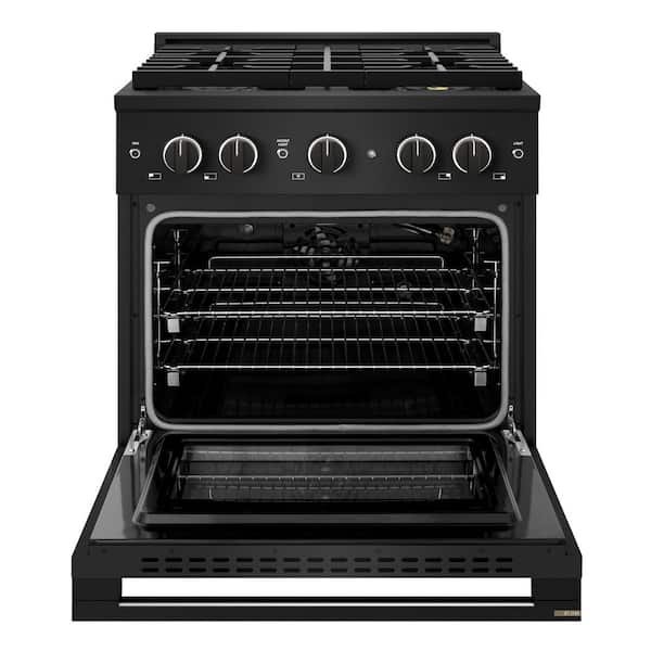 30 in. 4.2 cu. ft. Marino Gas Range with 4 Burner DuoPro Cooktop and Convection Gas Oven in Black Stainless Steel