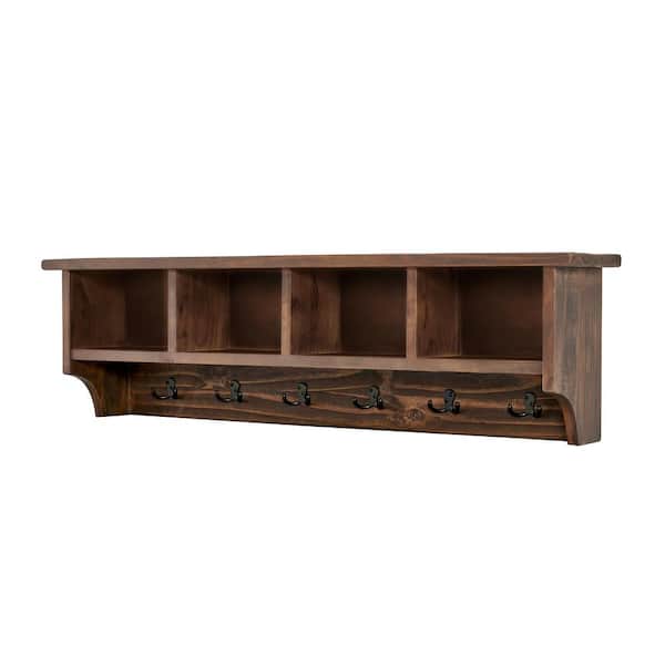 Alaterre Furniture Pomona 48 In Metal, Wooden Coat Rack Hooks