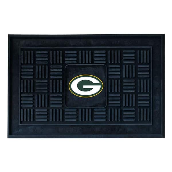 FANMATS NFL Green Bay Packers Black 19 in. x 30 in. Vinyl Medallion Door Mat