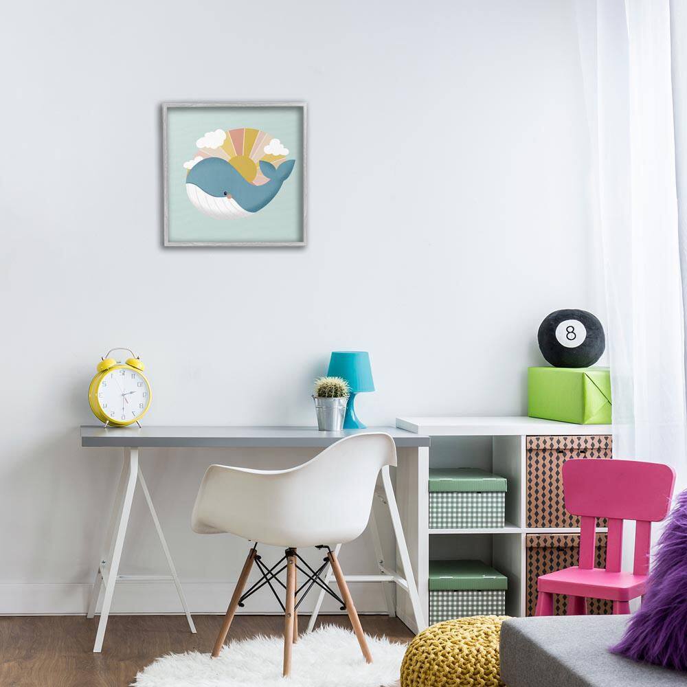 Whale and Sunshine Rays by Sarah Hickman Gray Framed Animal Giclee Art Print 17 in. x 17 in. price history on PriceWatchPro