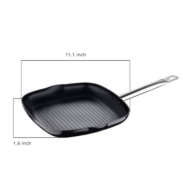 Nutrichef Nonstick Stove Top Grill Pan 11 inch Hard Anodized Nonstick Grill & Griddle Pan