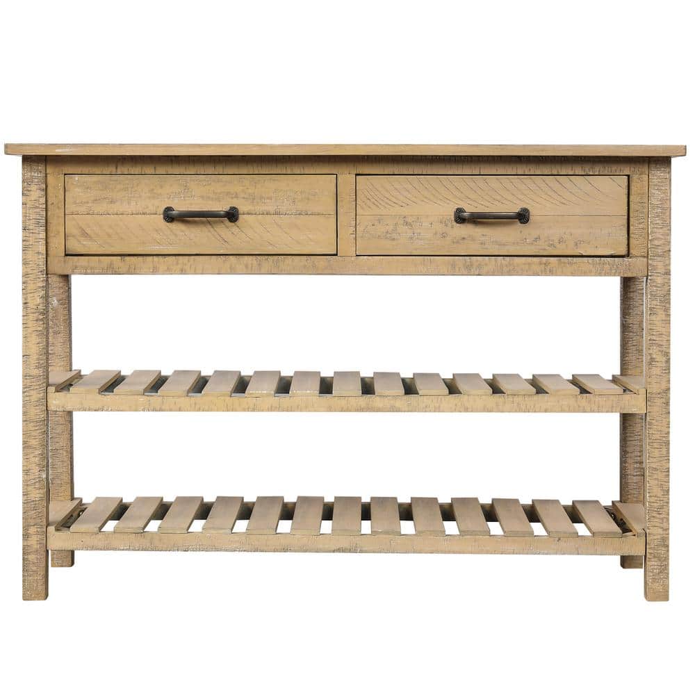 45 in. Rustic Standard Rectangle Wood Console Table with Drawer