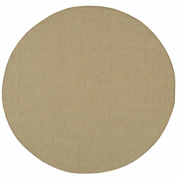 Beige 8 ft. x 8 ft. Loomed Polypropylene Round Indoor/Outdoor Area Rug