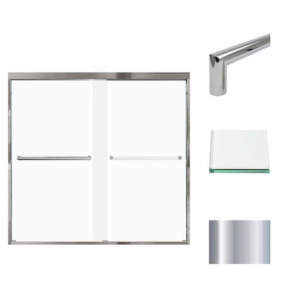 Transolid Frederick 59 in. W x 58 in. H Sliding Semi-Frameless Shower Door in Polished Chrome with Frosted Glass