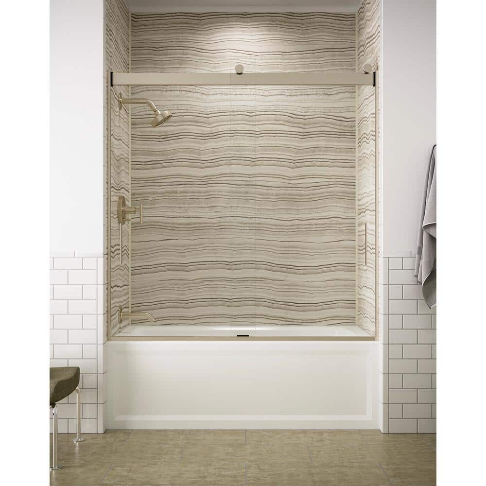 KOHLER Levity 5660 in. W x 62 in. H SemiFrameless Sliding Tub Door in