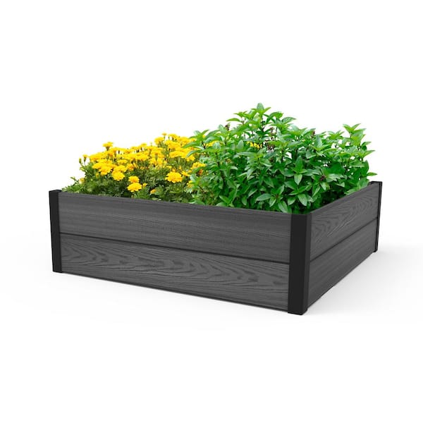 Keter 4 ft. x 4 ft. Grey Resin Outdoor Raised Garden Bed