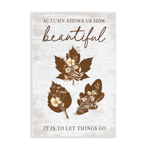 Stupell Industries Autumnal Beauty Phrase by Lettered and Lined 1-Piece Unframed Graphic Print Nature Poster Art Print 19 in. x 13 in.