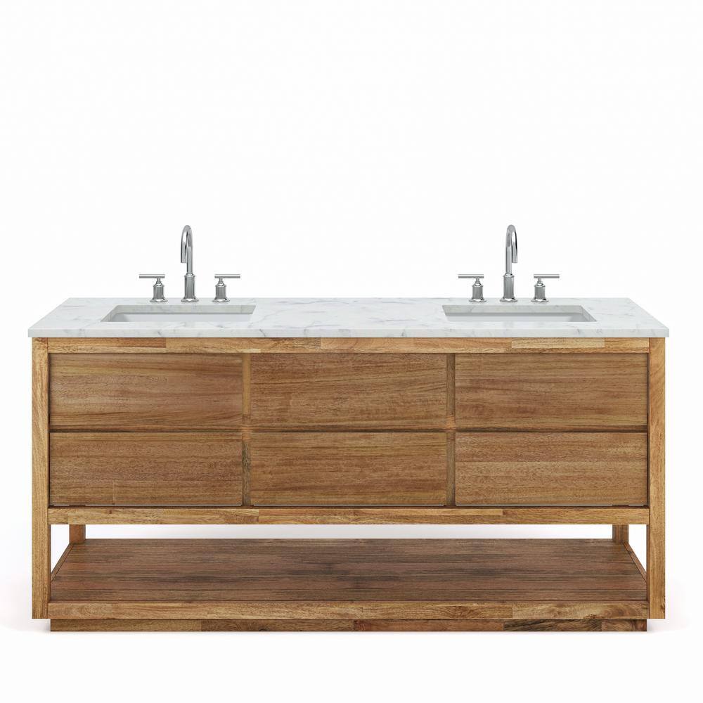Water Creation Oakman 72 in. W x 22 in. D x 34.3 in. H Double Sink Bath